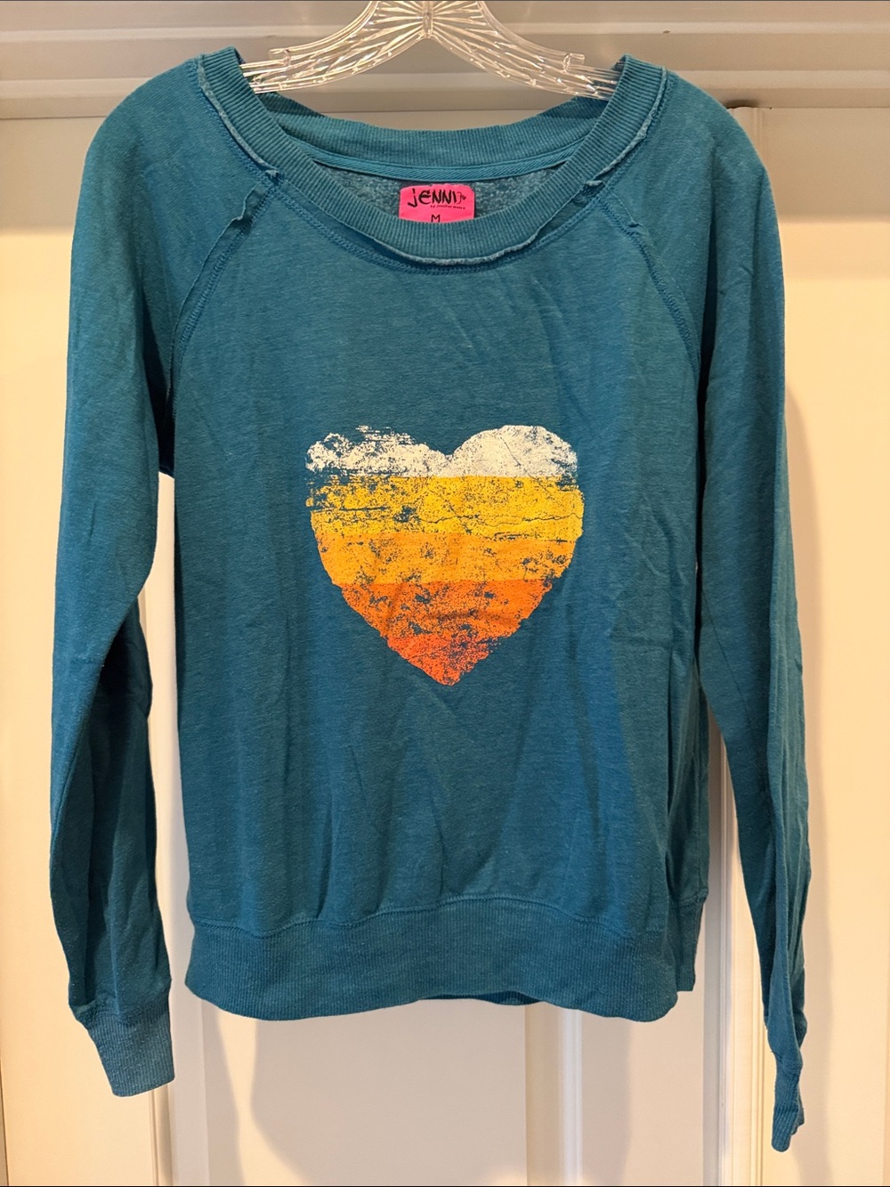 Jenni Sweatshirt with Distressed Heart Graphic